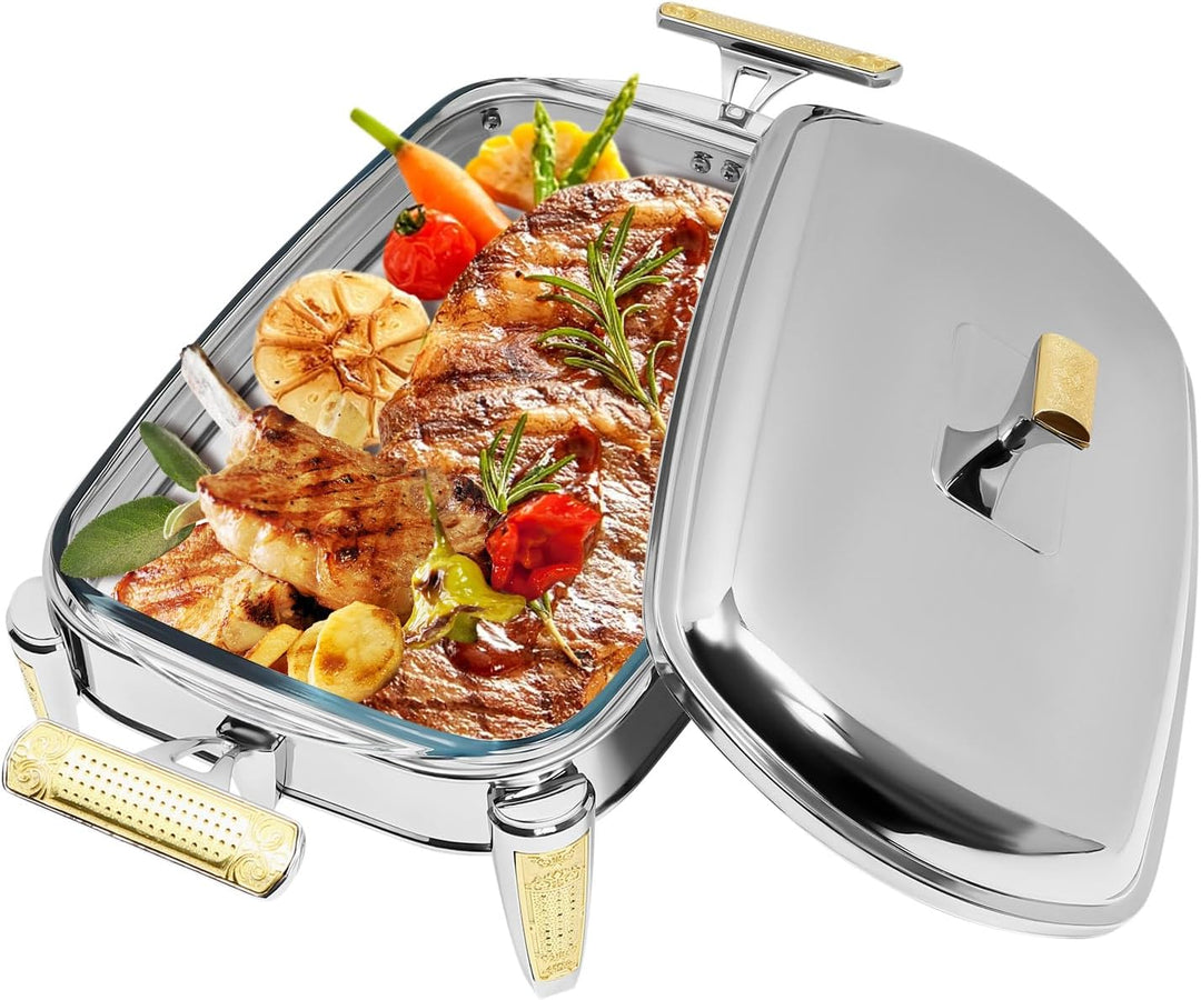 2.32L Chafing Dish Speisewärmer Dishes Wärmebehälter für Haushalt | 40 * 20 * 12cm | EIN Fach/Zwei F
