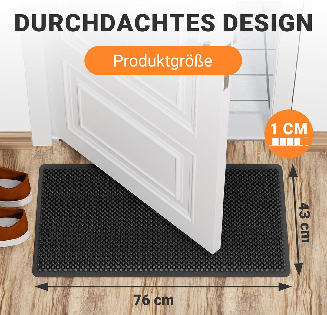 Fowooyeen Fussmatte, Silikon Schmutzfangmatte Aussen und Innen, rutschfeste Türmatte mit Noppen, Was