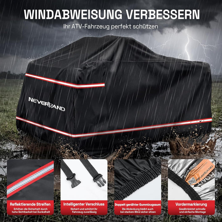NEVERLAND XL Quad ATV Abdeckplane - Quad ATV Fahrzeug Abdeckung Schutz Cover Abdeckung Phosphoreszie