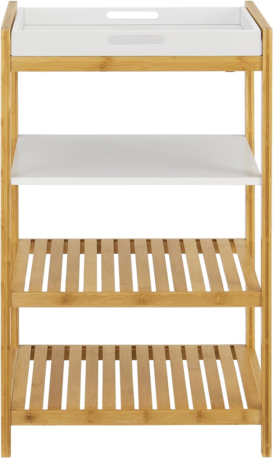 [en.casa] Bambusregal Kiuruvesi mit Tablettablage 70 x 43 x 33 cm Standregal mit 4 Ablagen Regal für