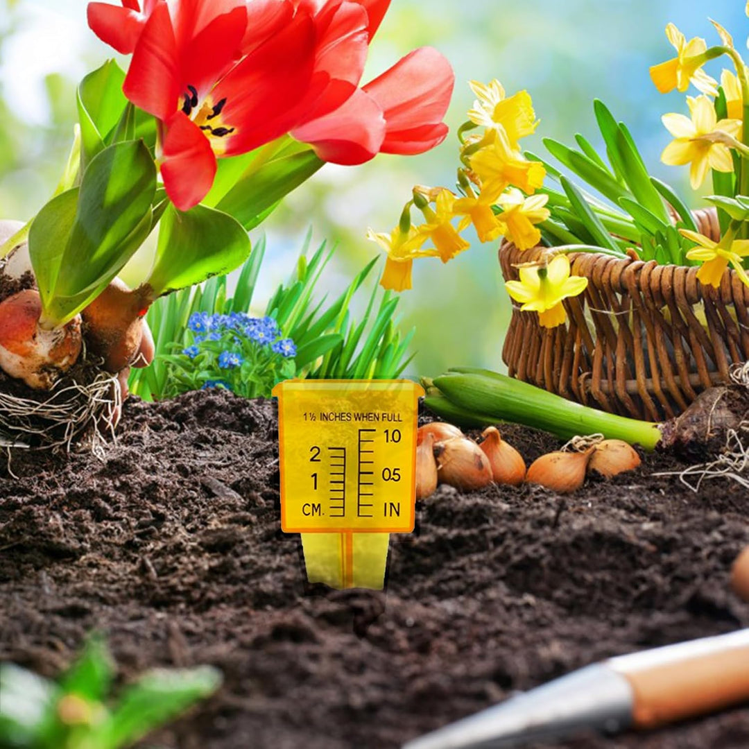 Qivine 20 Stück Regenmesser Garten, 20mm und 1 Zoll Skalen Niederschlagsmesser mit Erdspiess, 13,5 ×