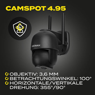 Overmax CAMSPOT 4.95 QHD 4MPx Aussen-PTZ-Kamera, Farb-Nachtmodus 60m Drehbare Kamera 355o/90o, Blick