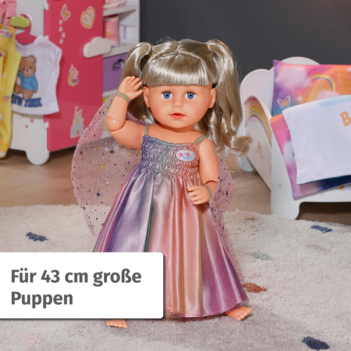 Baby Born Regenbogenkleid, Puppenkleid mit Flügeln und Glitzer für 43cm Puppen, 836132 Zapf Creation