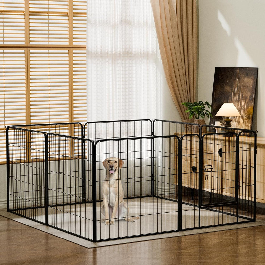 QianRuiDa Welpenauslauf 80 cm hoch 8-teilig Freilaufgehege für Hunde Hundezaun Hundelaufstall Freige