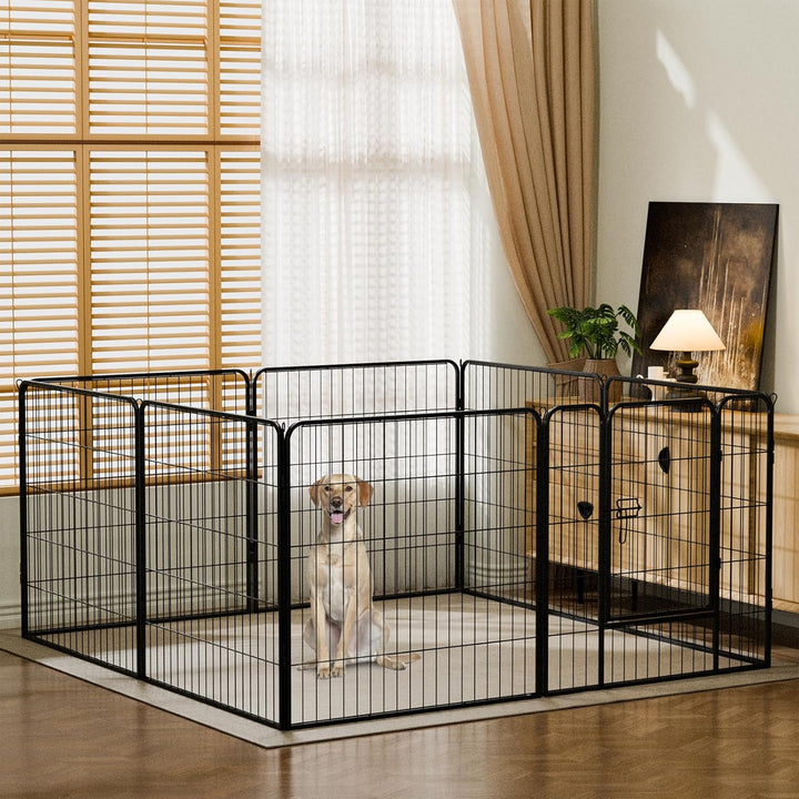 QianRuiDa Welpenauslauf 80 cm hoch 8-teilig Freilaufgehege für Hunde Hundezaun Hundelaufstall Freige