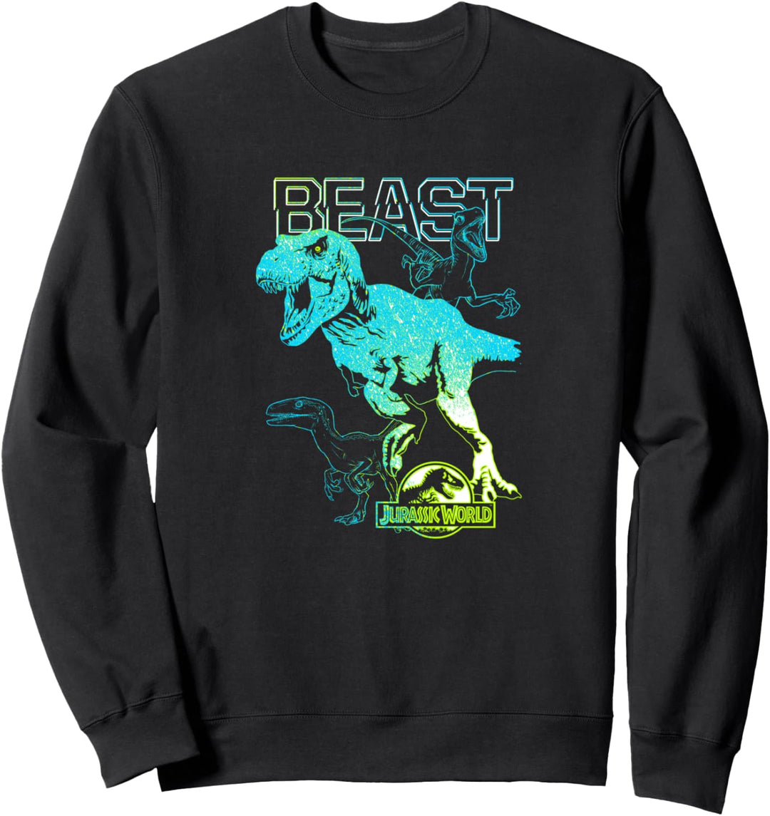 Jurassic World T-Rex & Velociraptors Neon Beasts Sweatshirt