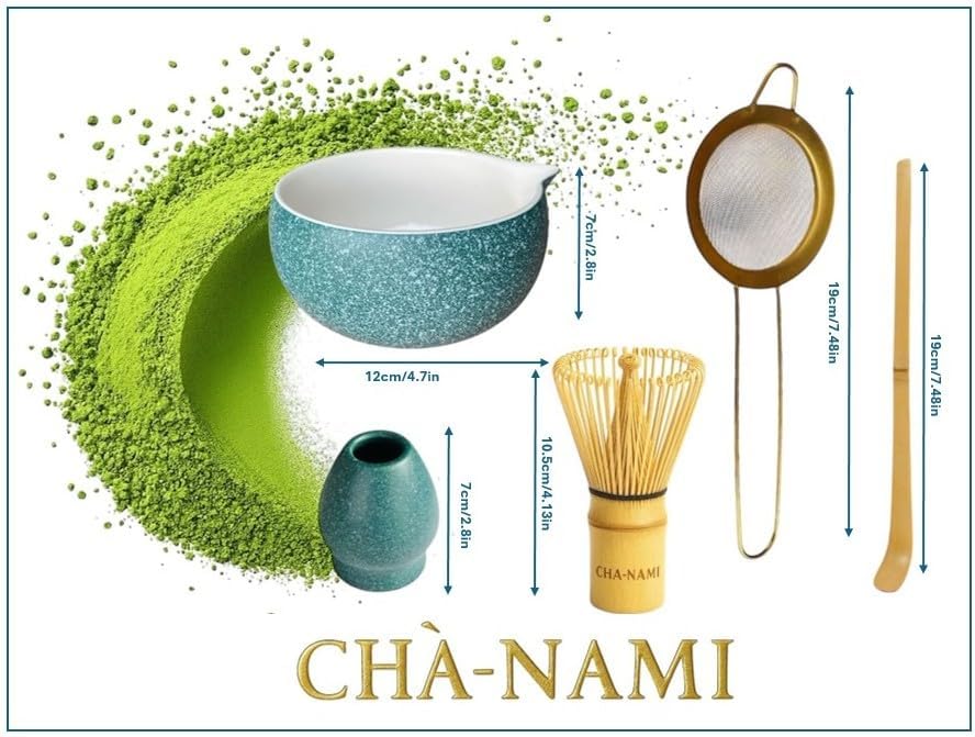 Matcha Set Classic 5-teilig, japanisches Matcha Zubehör Set mit Keramikschale, 100-Borsten-Chasen, B