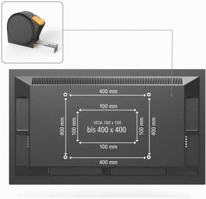 Hama TV Wandhalterung, starr, mit Diebstahlschutz (TV Wandhalterung 32-65 Zoll, VESA 100x100 bis VES