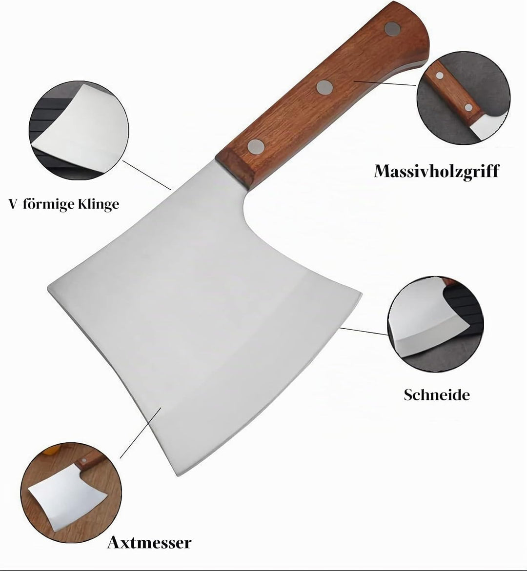 MLG Tools Knochenmesser, Full Tang Hackmesser Heavy Duty Knochenbeil Fleischerbeil, für grosse Knoch