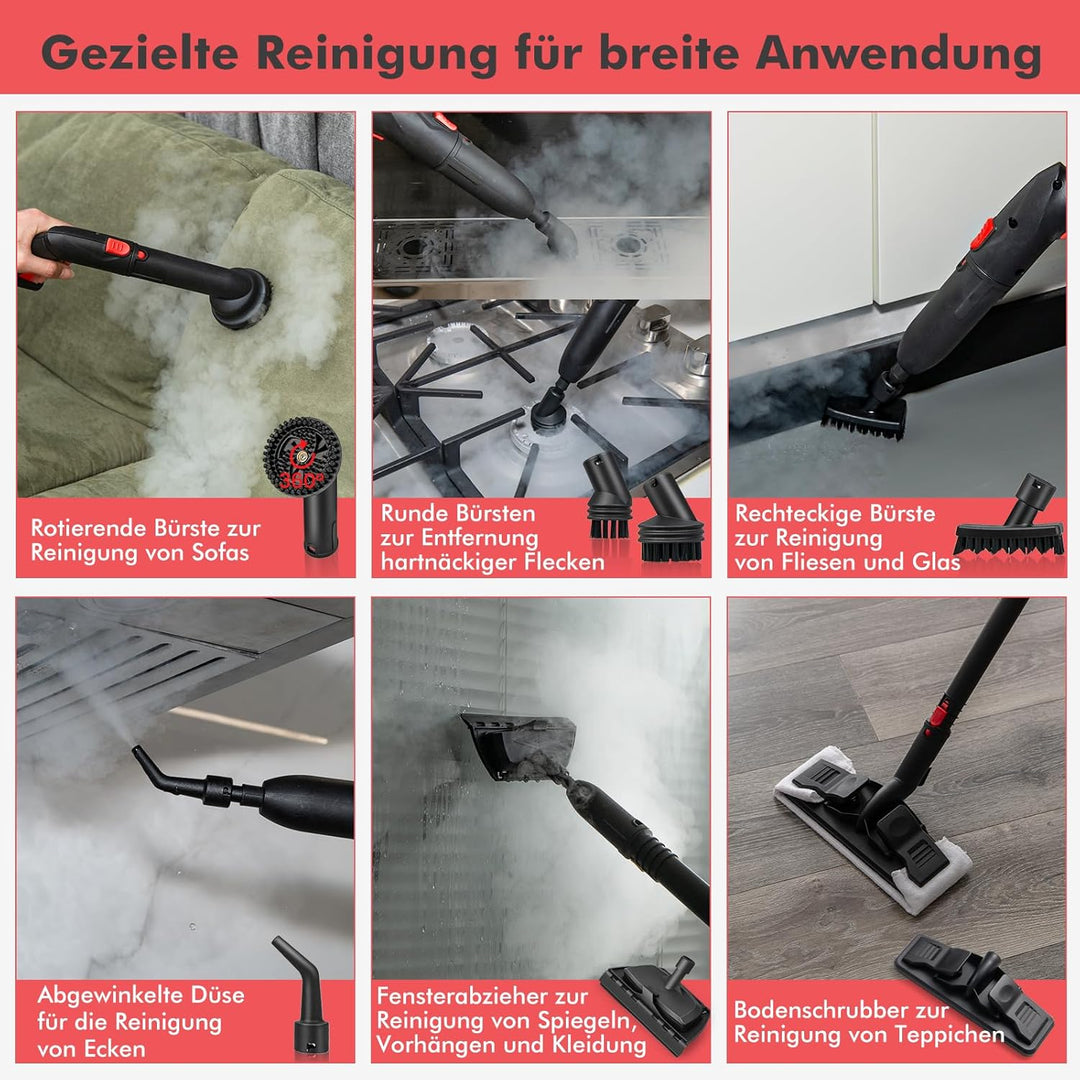 COSTWAY Dampfreiniger 2000W, Dampfdruck: max. 5 bar, Temperatur bis zu 160℃, Flächenleistung: 108 m²