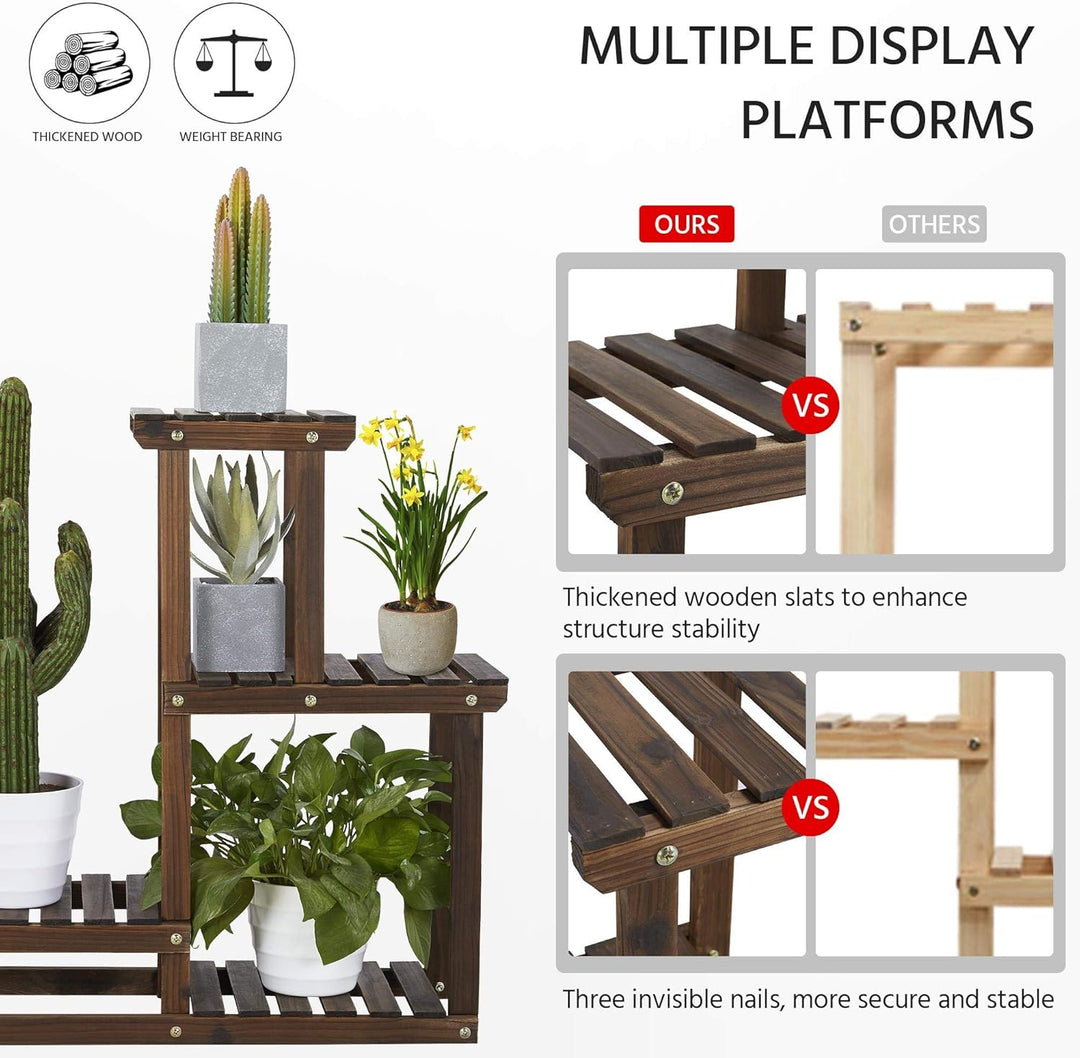 Yaheetech Pflanzenregal Holz, Blumenregal mit 4 Ebenen, Blumenständer Garten, Pflanzentreppe mehrstö