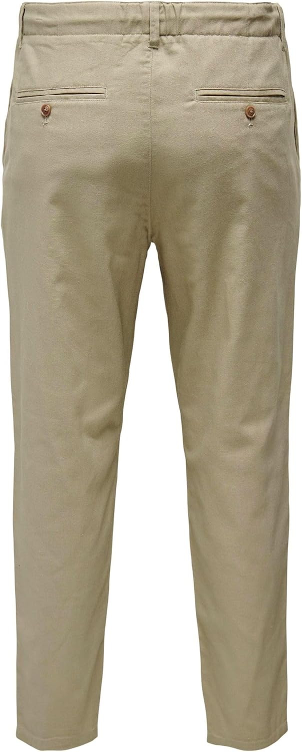 PIECES Herren Onsleo Crop Linen Mix 0048 Pant 30W / 32L Chinchilla, 30W / 32L Chinchilla