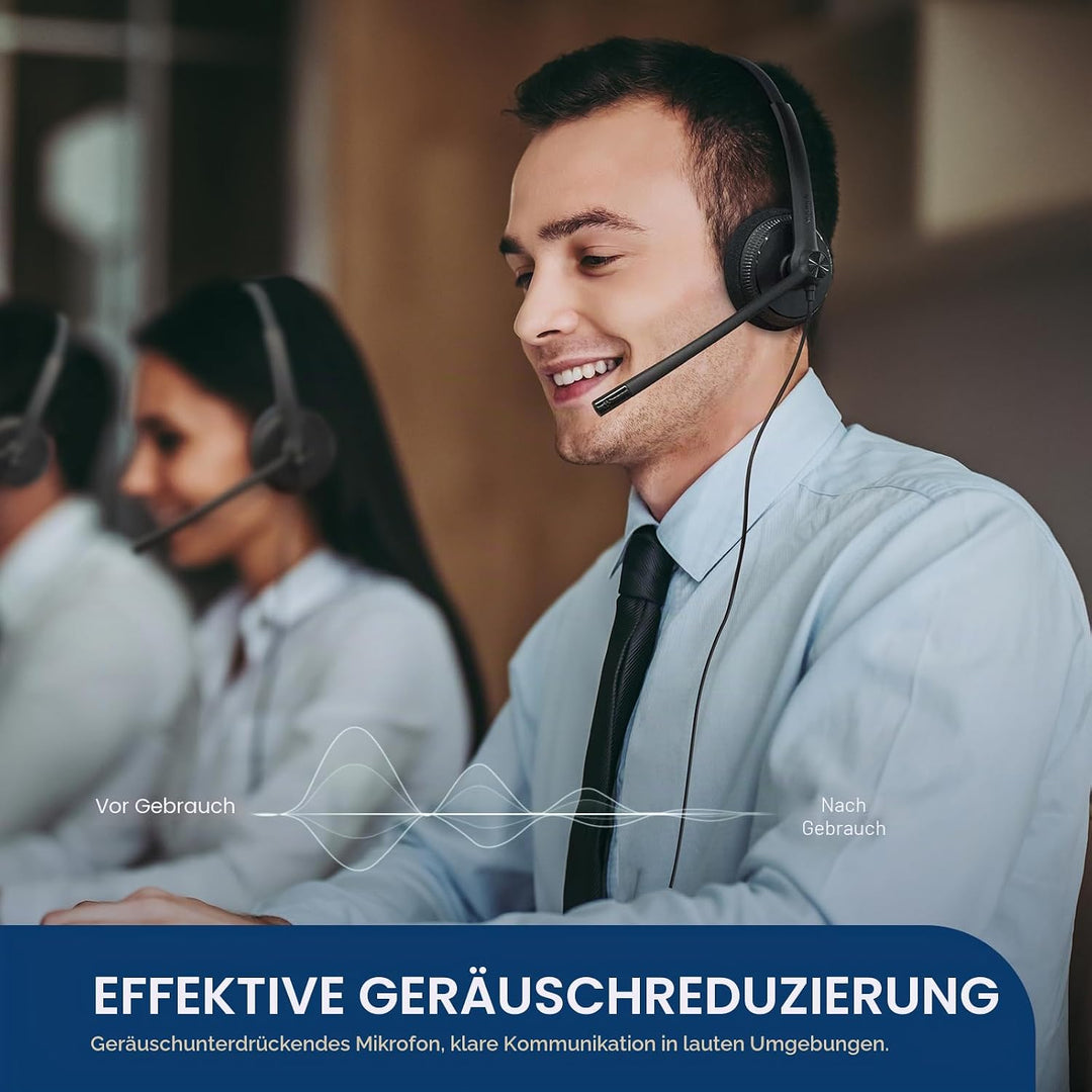 Yealink UH34 USB Wired Headset mit Mikrofon - Stereo-Kopfhörer mit Geräuschunterdrückung, profession