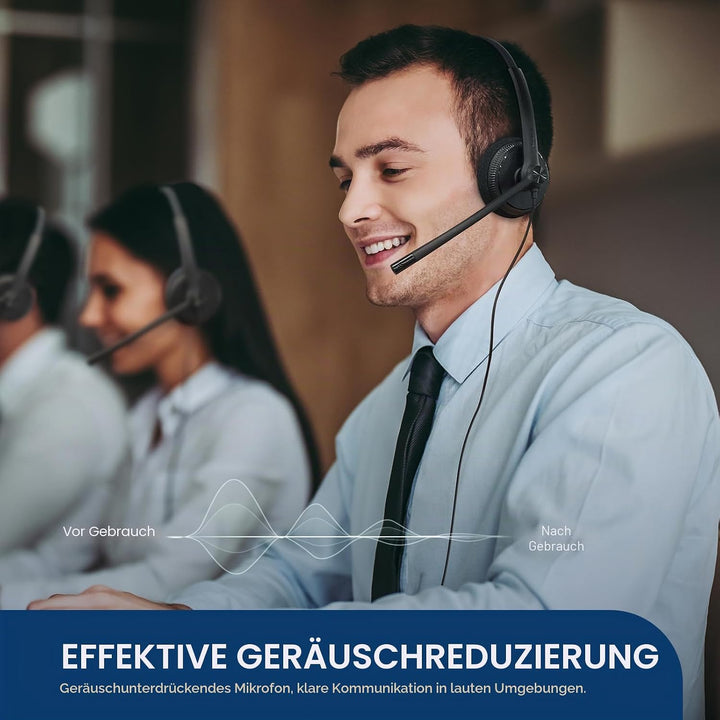 Yealink UH34 USB Wired Headset mit Mikrofon - Stereo-Kopfhörer mit Geräuschunterdrückung, profession