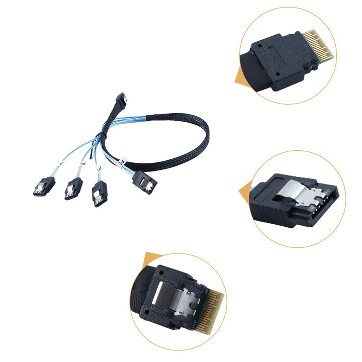 SAS SFF 8654 4i 38P zu SATA Server High Speed Datenkabel Schwarz 0,5 m Flachkopf Schnittstelle Kupfe