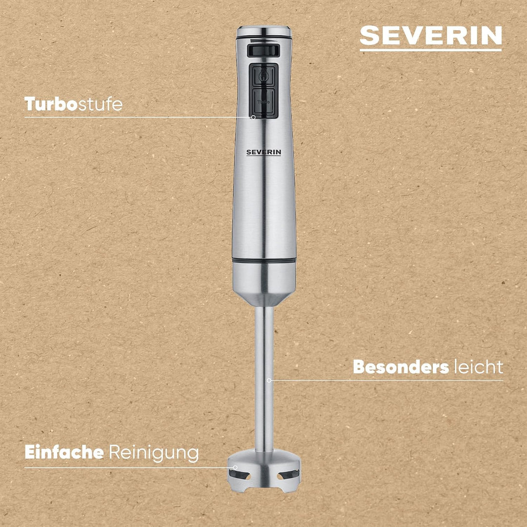 SEVERIN Stabmixer zum Pürieren und Zerkleinern, Mixstab mit 4-Klingen-Edelstahlmesser, abnehmbarer P