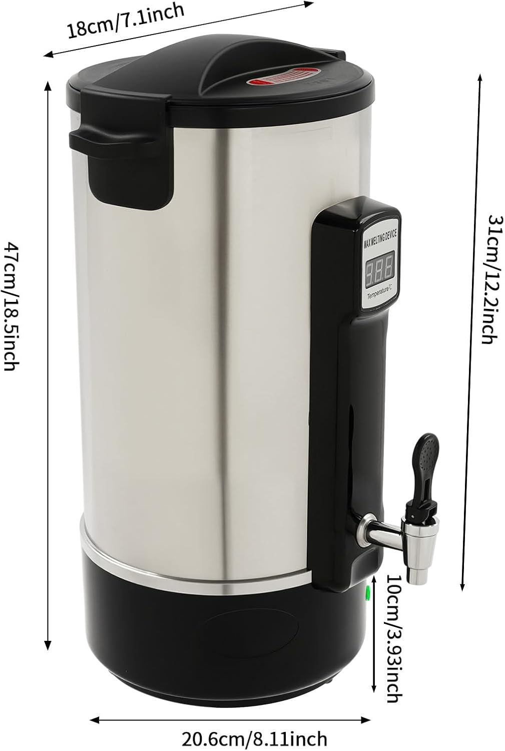 10L Wax Melter Edelstahl Wachswärmer mit LED Anzeige, EU Stecker, 1100W | Grosse Kapazität, schnelle