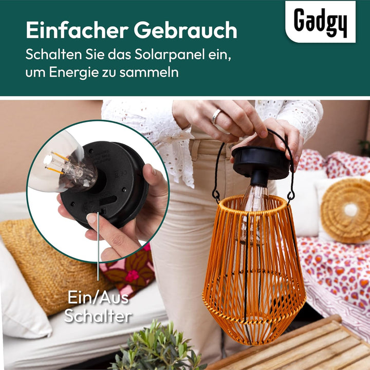 Gadgy Solarlampe für aussen Garten - Wasserdichte Solar Leuchte Garten draussen - Solar Laterne für
