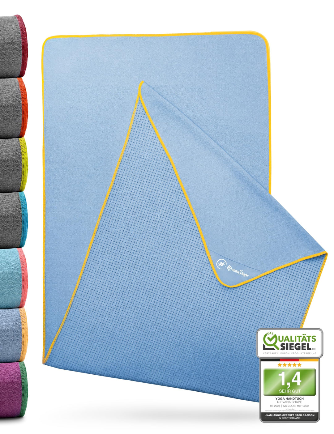 NirvanaShape Yoga Handtuch rutschfest | Hot Yoga Towel mit Antirutsch-Noppen | hygienische Yogatuch-