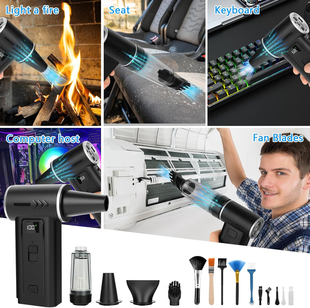 Druckluftspray Alternative 2-in-1 Elektrischer Air Duster & Staubsauger mit 180000 U/min, 8000 mAh A