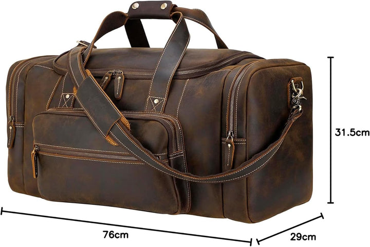 Polare Reisetasche für Herren, 58,4 cm, Vollnarbenleder, Wochenendtasche, Reisetasche Braun (66 Cm,