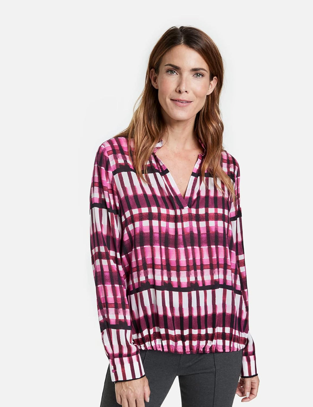 Gerry Weber Damen Bluse 44 Lila/Pink/Ecru/Weiss Druck, 44 Lila/Pink/Ecru/Weiss Druck