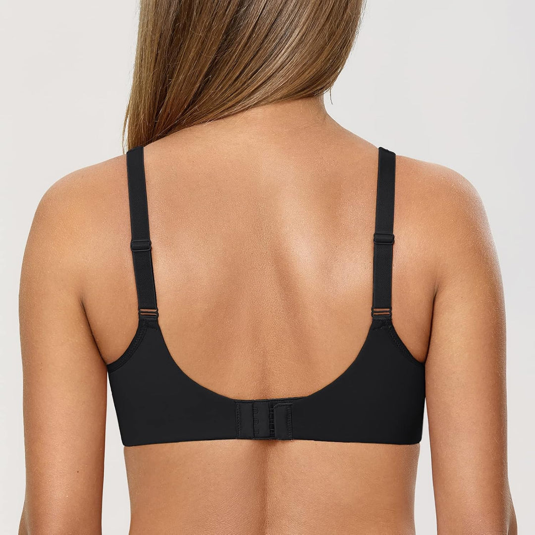 DELIMIRA Damen Bügel BH Stütz Vollschalen Leicht Gefütterter Grosse Grössen 80B Schwarz, 80B Schwarz