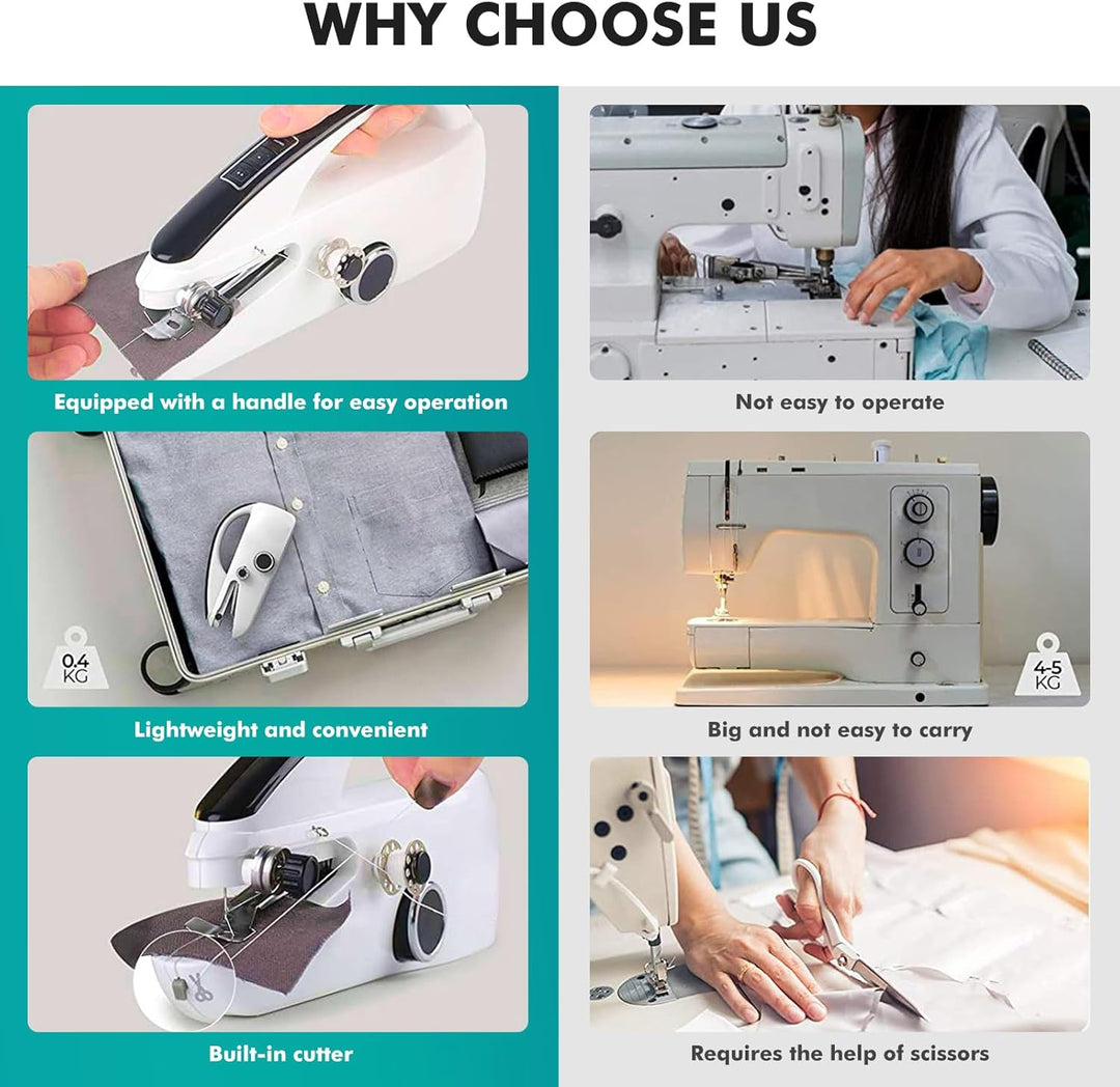 Handnähmaschine,Tragbare Mini Elektrische Nähmaschine mit Nähzubehör für Anfänger, Einfach Zu Bedien