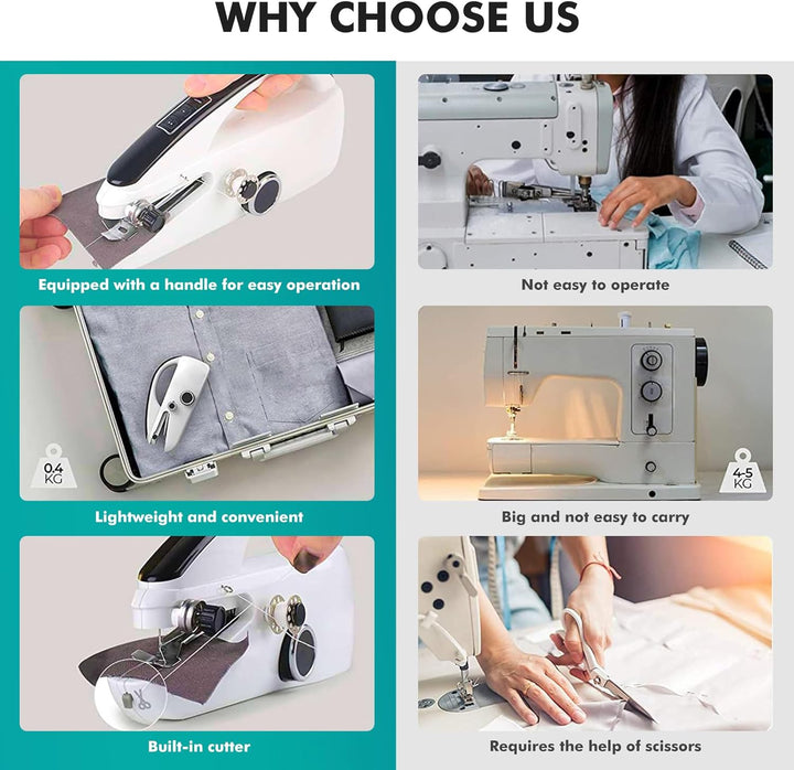 Handnähmaschine,Tragbare Mini Elektrische Nähmaschine mit Nähzubehör für Anfänger, Einfach Zu Bedien