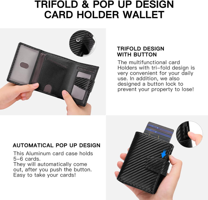 SENDEFN Kartenetui mit Münzfach | Geldbörse Herren RFID Schutz | Geldbeutel aus echtem Leder | Mini