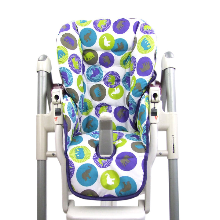 Sitzkissen Ersatzbezug für Peg Perego Prima Pappa Diner *20 FARBEN* (Grüne Elefanten), Grüne Elefant