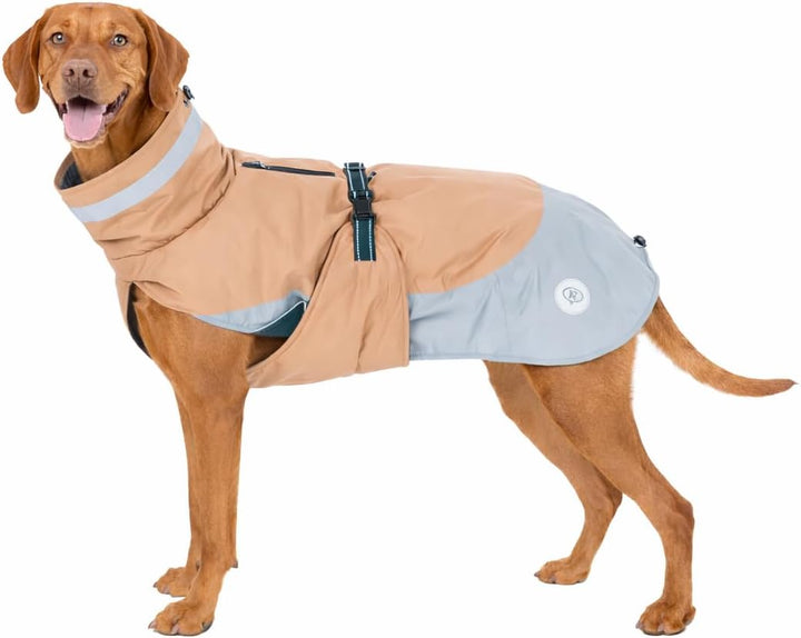 Bloom Hundemantel Warm Taupe 55 cm – Wasserdichter, windabweisender Hundemantel mit warmen Fleece-Fu