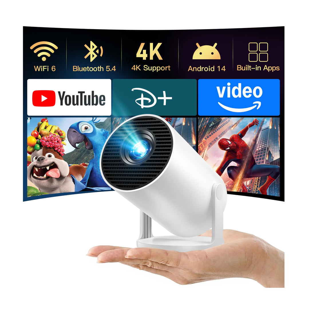 Mini Beamer 4k Heimkino Unterstützt Android 14, LYNCAST Mini projektor Tragbarer Projektor mit Bluet