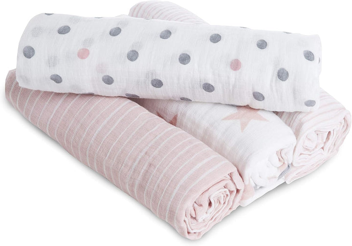 aden by aden + anais doll, Pucktücher, Musselin aus 100% Baumwolle, 112cm X 112cm, 4er Pack, Doll