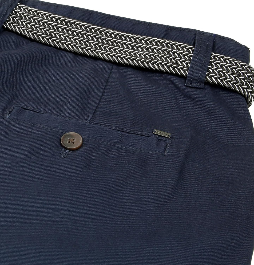 Xact Herren Premium massgeschneiderte Stretch Chino Shorts 30 Marineblau mit Gürtel, 30 Marineblau m