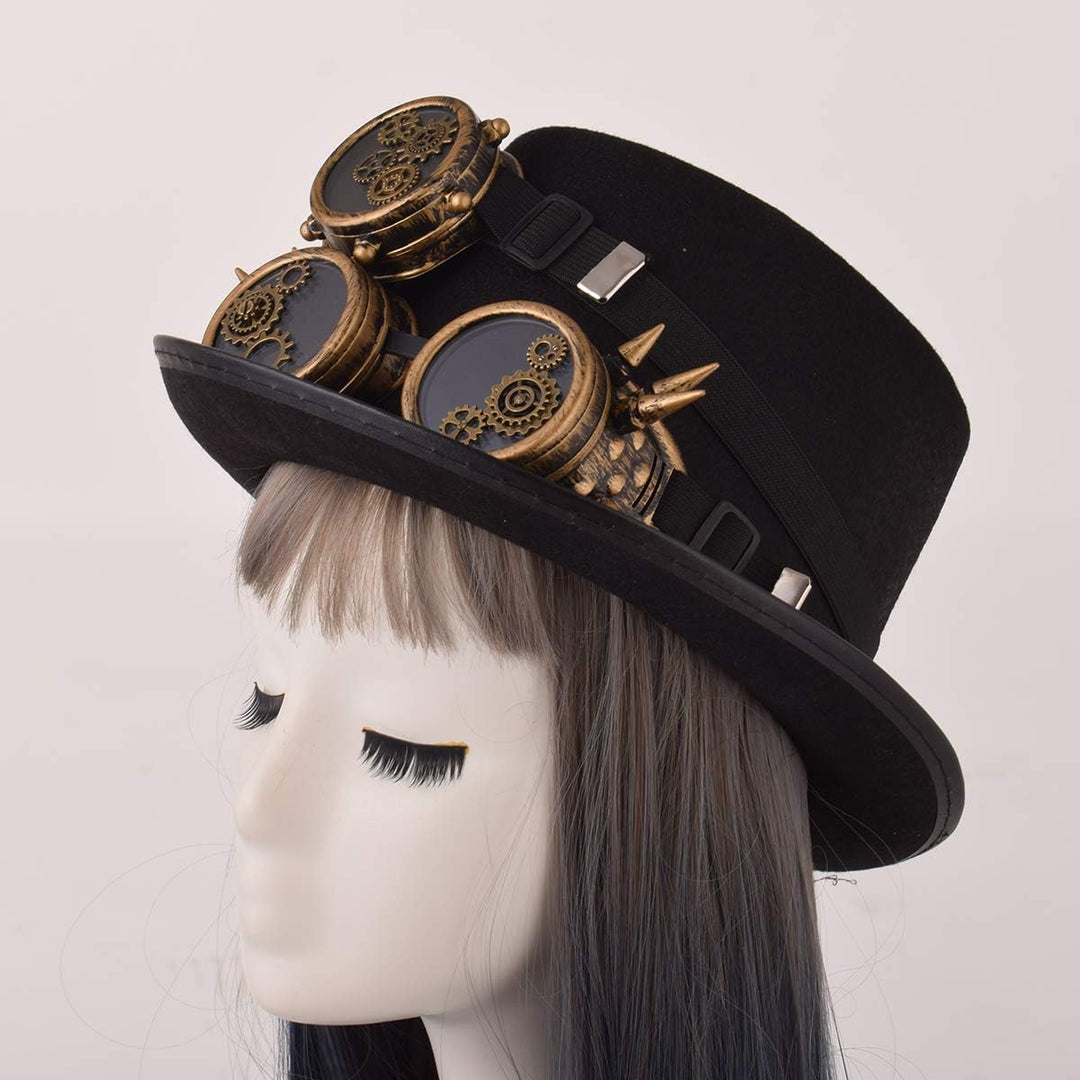COSDREAMER Steampunk-Hut für Herren und Damen, Gothic-Stil, Steampunk-Brille Gr. Medium, Schwarz 11