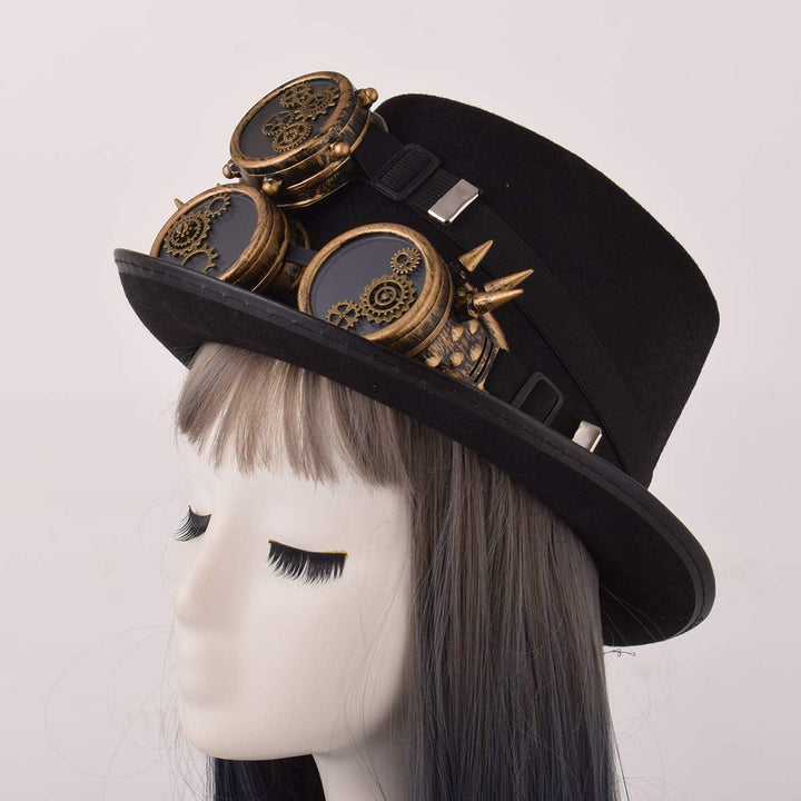 COSDREAMER Steampunk-Hut für Herren und Damen, Gothic-Stil, Steampunk-Brille Gr. Medium, Schwarz 11