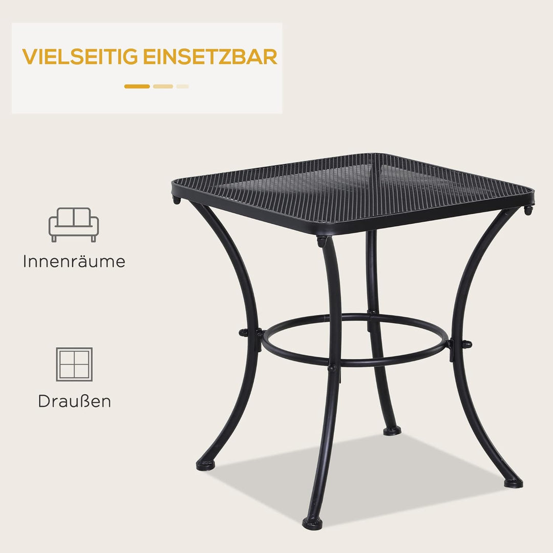 Outsunny Garten Couchtisch, Beistelltisch, Kaffeetisch, Metall, Schwarz, Terrasse, 45 x 45 x 50 cm