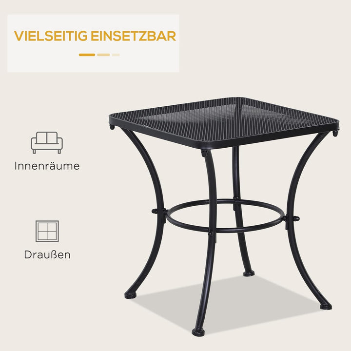 Outsunny Garten Couchtisch, Beistelltisch, Kaffeetisch, Metall, Schwarz, Terrasse, 45 x 45 x 50 cm