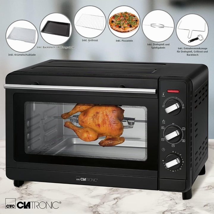 Clatronic Multi-Backofen MBG 3728, 30 Liter Backraum, Umluft + Ober- und Unterhitze, 90 Minuten-Time