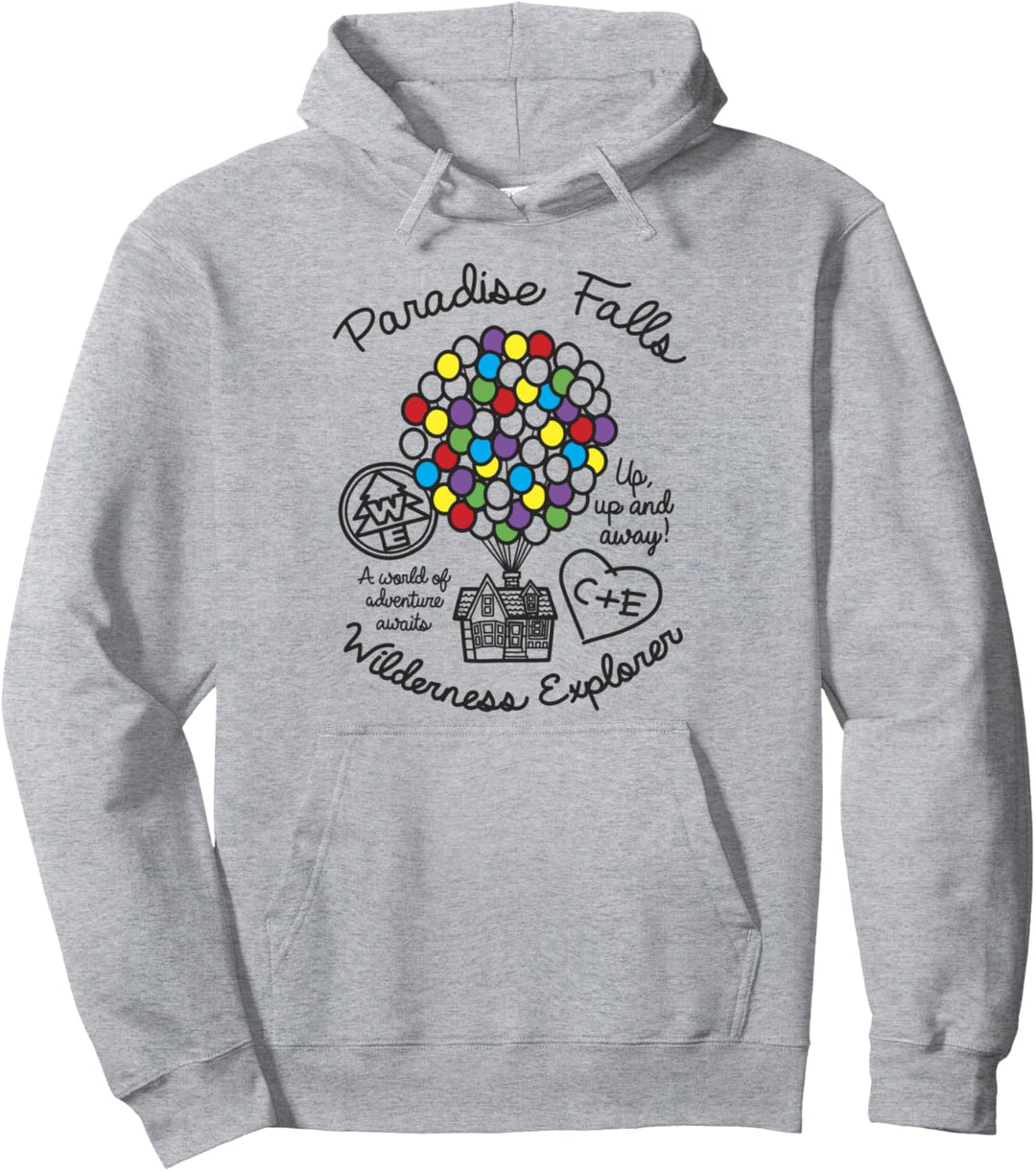Disney Pixar Up Paradise Falls Wilderness Explorer Doodle Pullover Hoodie