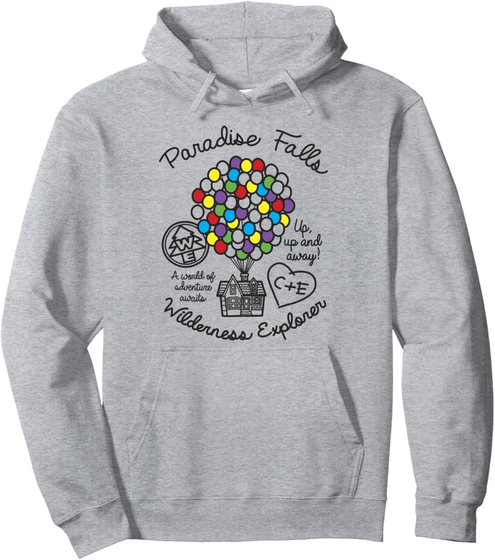 Disney Pixar Up Colorful Balloon Silhouette Falls Pullover Hoodie