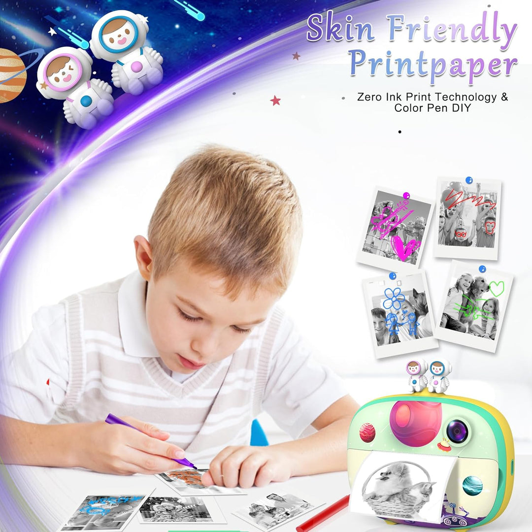 ULEWAY Kinderkamera Sofortbildkamera, Digitalkamera für Kinder mit Druckpapier & 32G TF Karte, Video