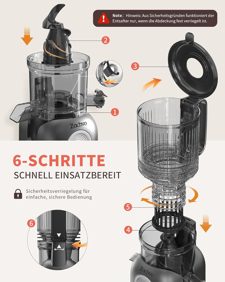 Entsafter Gemüse und Obst Testsieger – Slow Juicer mit 130 mm Extra Breitem Einfüllschacht, Kaltpres