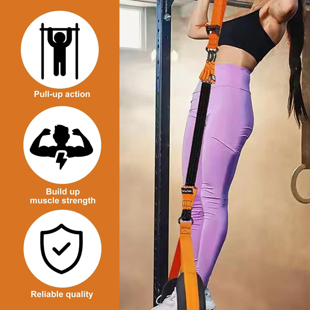 Klimmzugband Set, 4 Widerstandsbänder für Klimmzüge (75-300 lbs) mit Verstellbarer Höhe &amp; Fussstützp