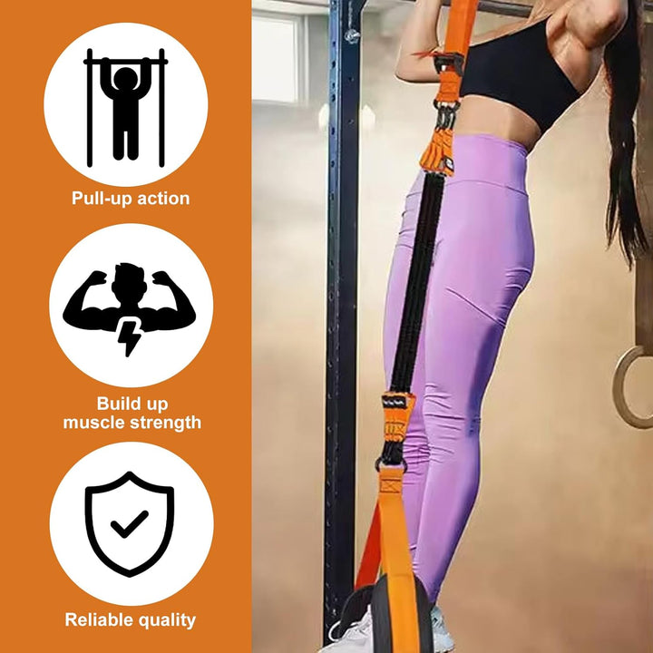 Klimmzugband Set, 4 Widerstandsbänder für Klimmzüge (75-300 lbs) mit Verstellbarer Höhe &amp; Fussstützp
