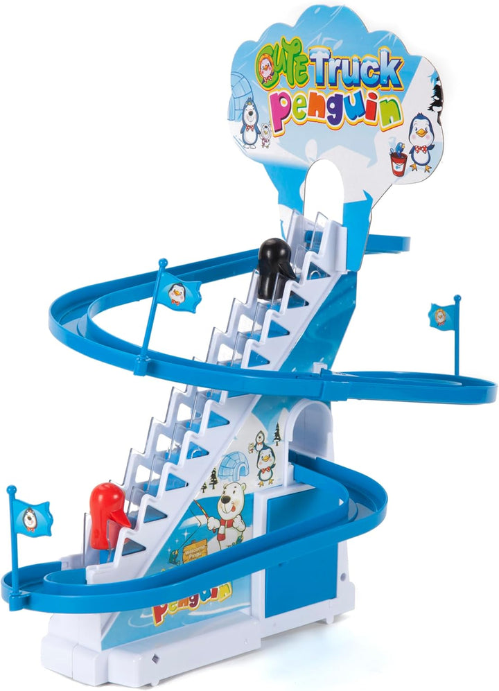 ARSUK Elektronische Musik Ente treppensteigen Spielzeug, Rennbahnen, Playful Penguin Race, achterbah