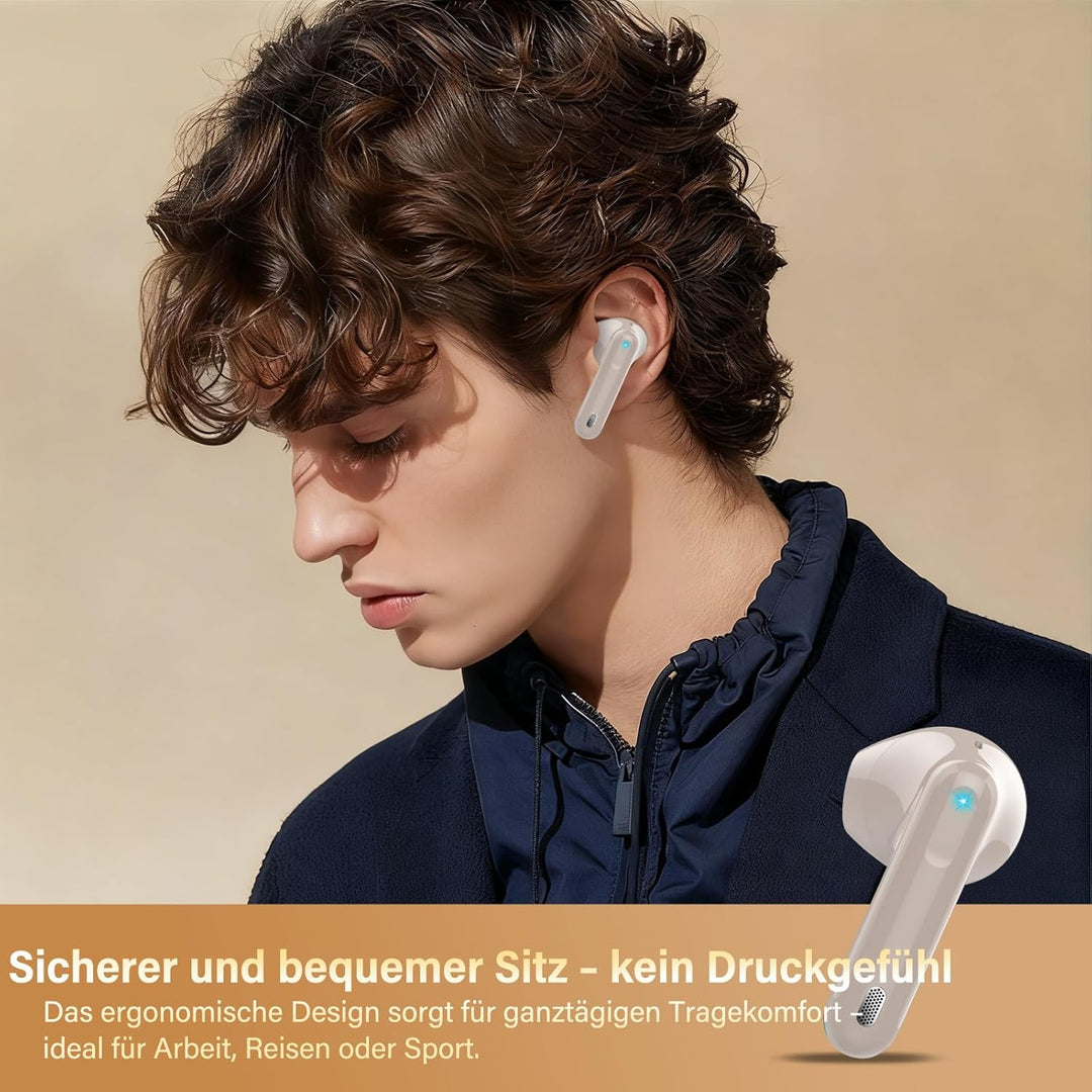 Bluetooth Kopfhörer, Kopfhörer Kabellos Bluetooth 5.4, Hi-Fi Sound in-Ear-Kopfhörer mit ENC Noise Ca