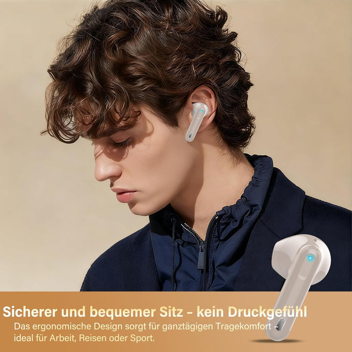Bluetooth Kopfhörer, Kopfhörer Kabellos Bluetooth 5.4, Hi-Fi Sound in-Ear-Kopfhörer mit ENC Noise Ca
