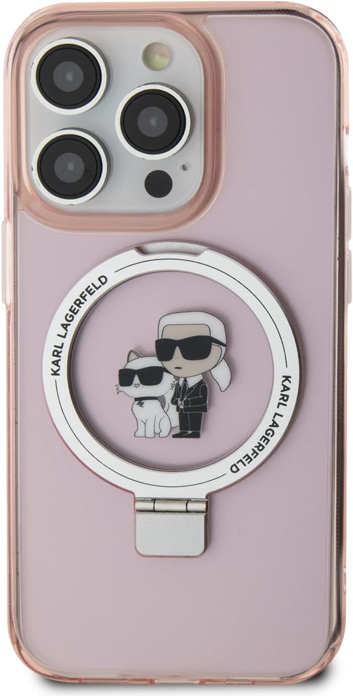 CG MOBILE Karl Lagerfeld Magfit Ringstand Hülle für iPhone 15 Pro (Pink) rose, rose